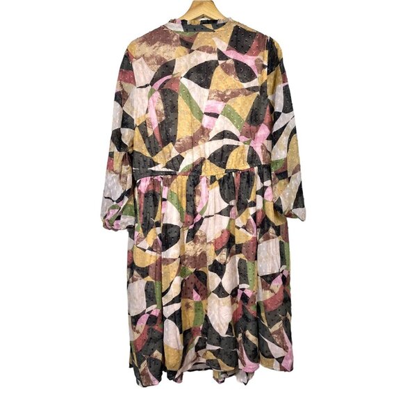 Torrid Mini Clip Swiss Dot Dress 2X Ruffle Artsy Chiffon Multicolor 3/4 Sleeve - Picture 3 of 11